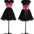 Showgirl Q 1261 Sexy Hot Pink black Empire waist cocktail short mini skirt dress