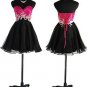 Showgirl Q 1261 Sexy Hot Pink black Empire waist cocktail short mini skirt dress