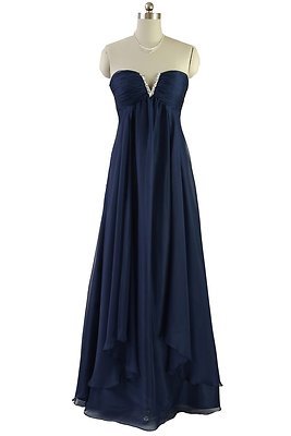 1271 Midnight Blue Maxi Long Evening Dress Prom Ball Gown UK Stock 8 to 20