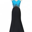 Turquoise Black 2 tone fishtail  evening dress prom ball gown formal occasion