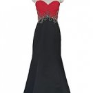 Red Black 2 tone fishtail long evening dress prom ball gown formal occasion