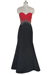 Red Black 2 tone fishtail long evening dress prom ball gown formal occasion