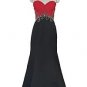 Red Black 2 tone fishtail long evening dress prom ball gown formal occasion