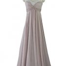 1276 Praline Grey Nude Maxi Long Evening Dress Prom Ball Gown UK Stock 8 to 20
