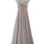 1276 Praline Grey Nude Maxi Long Evening Dress Prom Ball Gown UK Stock 8 to 20
