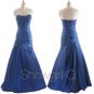5242 Navy Blue Sweetheart pleat ruched strapless evening prom dress floor length