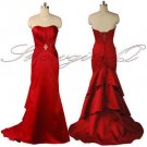 5376 Red ruched satin Evening Prom Bridesmaids Dress UK 8 - 20