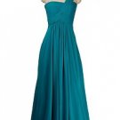 TURQUOISE TEAL SINGLE STRAP CHIFFON MAXI GOWN EVENING DRESS ROBE PROM BRIDESMAID