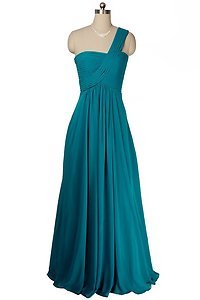 TURQUOISE TEAL SINGLE STRAP CHIFFON MAXI GOWN EVENING DRESS ROBE PROM BRIDESMAID