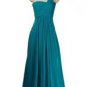 TURQUOISE TEAL SINGLE STRAP CHIFFON MAXI GOWN EVENING DRESS ROBE PROM BRIDESMAID