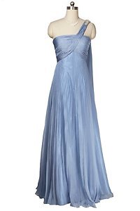 PASTEL BLUE SINGLE STRAP MAXI GOWN EVENING ROBE SKIRT DRESS PROM BRIDESMAID