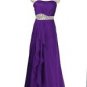 PURPLE AUBERGINE LUXURY CHIFFON EVENING DRESS SKIRT PROM BRIDESMAID ROBE DRESS