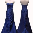 5466 Blue Ruching Prom Graduation Ball Gown Formal event strapless UK 8-20