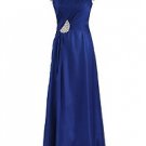 ROYAL BLUE ONE SHOULDER STRAP CHIFFON LONG EVENING DRESS PROM BRIDESMAID DRESS