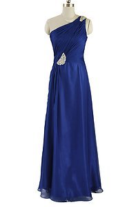 ROYAL BLUE ONE SHOULDER STRAP CHIFFON LONG EVENING DRESS PROM BRIDESMAID DRESS