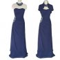 1280 NAVY BLUE CHIFFON DRESS + CHOKER + BOLERO BRIDESMAID LONG EVENING DRESS