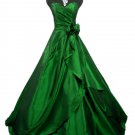 Qpid Showgirl Green taffeta A-line strapless evening dress prom gown