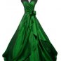 Qpid Showgirl Green taffeta A-line strapless evening dress prom gown