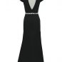 Qpid Showgirl Black Plunged V neckline short sleeves evening dress gownÂ