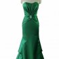 Qpid Showgirl Green satin strapless long evening dress bridesmaid gown