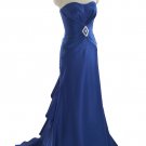 Qpid Showgirl Blue satin strapless long evening dress bridesmaid gown
