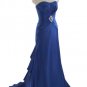 Qpid Showgirl Blue satin strapless long evening dress bridesmaid gown