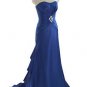 Qpid Showgirl Blue satin strapless long evening dress bridesmaid gown