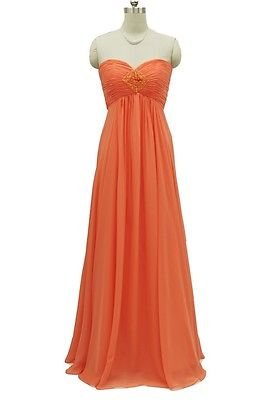 Qpid Showgirl Coral Chiffon Maxi Style Strapless Evening Prom Gown 9002