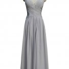 Qpid Showgirl Gray Chiffon Maxi V Neckline Strapless Long Evening Prom Dress