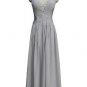 Qpid Showgirl Gray Chiffon Maxi V Neckline Strapless Long Evening Prom Dress
