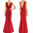 Gown Sexy Red V Neckline Lace Long Evening Dress Prom Ball Formal Occasion