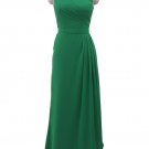 Maids emerald green chiffon long bridesmaid dress prom evening gown