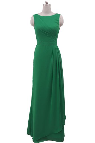 Maids emerald green chiffon long bridesmaid dress prom evening gown