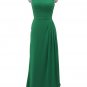 Maids emerald green chiffon long bridesmaid dress prom evening gown