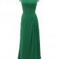 Maids emerald green chiffon long bridesmaid dress prom evening gown