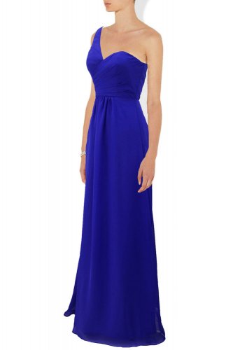 Maids chiffon  one shoulder floor length bridesmaid cruise  prom dress