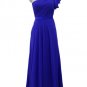 Maids chiffon empire waist one shoulder floor length bridesmaid cruise prom