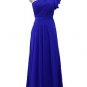 Maids chiffon empire waist one shoulder floor length bridesmaid cruise prom