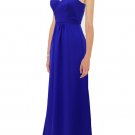 One shoulder Chiffon long bridesmaid dress prom gown MADE TO ORDER Pink Blue ...