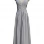 Qpid Showgirl Grey Chiffon maxi V neckline strapless long evening prom dress