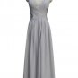 Qpid Showgirl Grey chiffon V neckline Maxi dress with shoulder strap formal gown