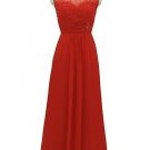 Qpid Showgirl Red chiffon beaded capped long evening dress prom gown