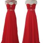 0364RD Qpid Showgirl Red Chiffon Evening Dress Prom Ball Gown UK Stock 8-20