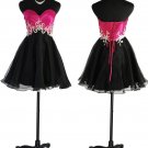 Showgirl Q 1261 Sexy Hot Pink Black Empire Waist Cocktail Short Mini Skirt Dress