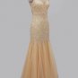 Nude Sequin  Long Evening Dress Prom Pageant Dress ball gown UK Stock