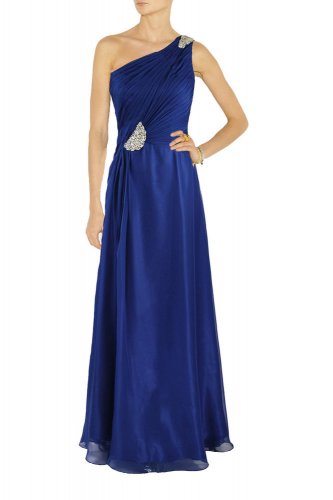 Royal Blue Dress One Shoulder Strap Chiffon Long Evening Prom Bridesmaid Dress
