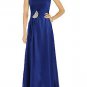 Royal Blue Dress One Shoulder Strap Chiffon Long Evening Prom Bridesmaid Dress