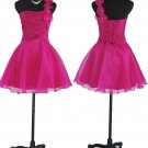 Qpid Prom Dress 1259 Fuchsia Pink Short Mini Party Cocktail Skirt Single Strap