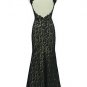 Qpid Evening Dress Showgirl Black Lace V Neckline Short Sleeves Scallop Back