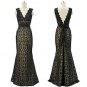 Black Lace Evening Dress V Neckline Long Prom Ball Gown Formal Occasion